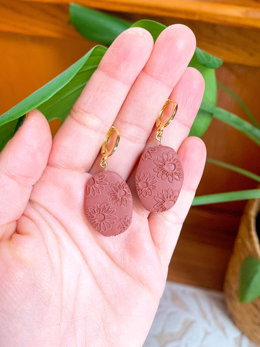 Deep Terra Cotta Floral Huggies