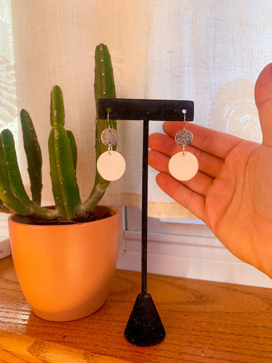 White Floral Textured Dangles