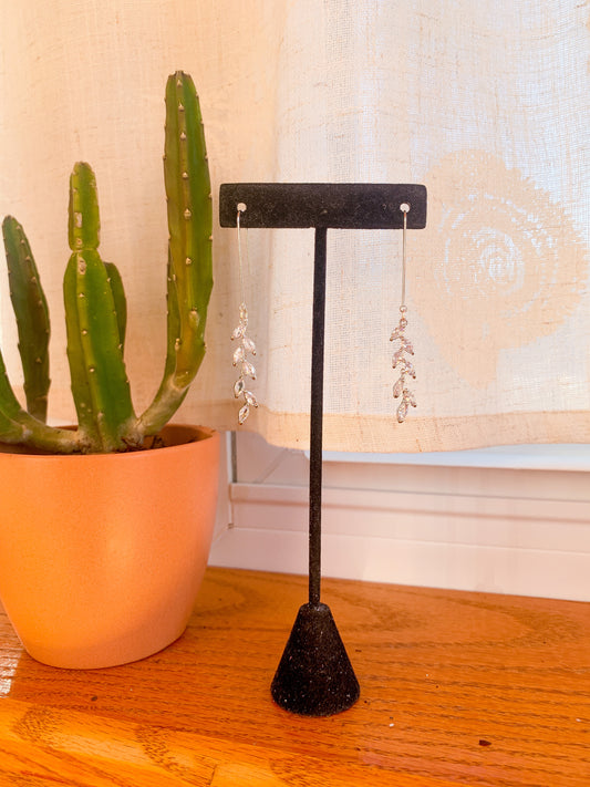 Long Silver Crystal Dangles