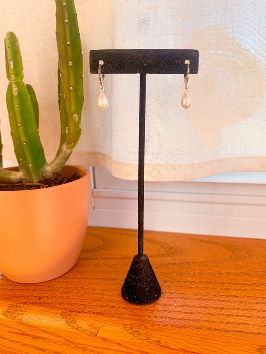 Pearl Huggies in Silver