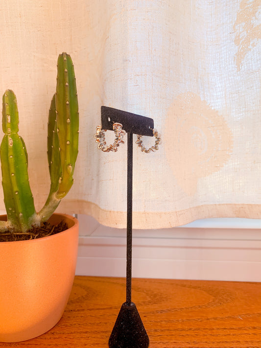 Crinkle Silver Hoops