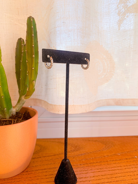 Small Twisted Silver Huggies