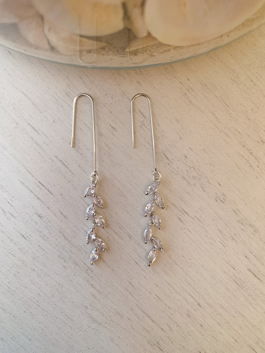 Long Silver Crystal Dangles