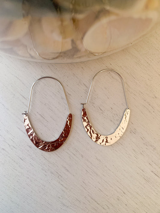 Silver Hammered Hoops