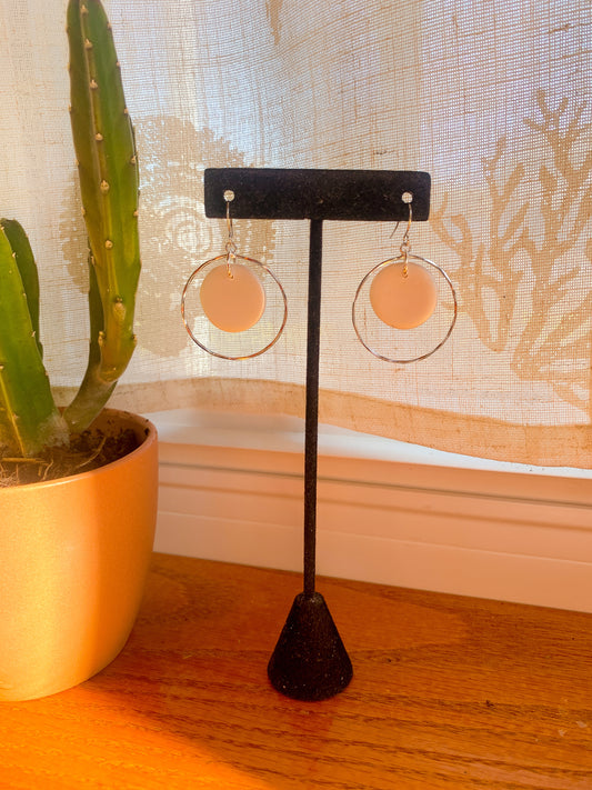 Silver Halo + Mother of Pearl Clay Dangles