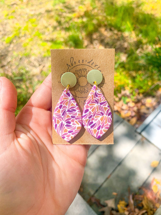Purple Stained Glass Teardrop Dangles