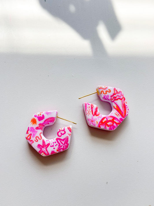 Reversible Tropical Pink+Orange Hoops