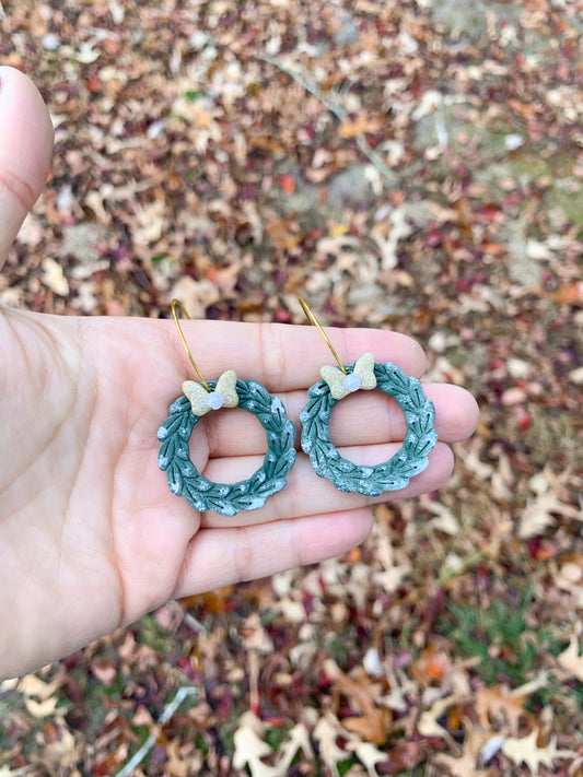 Snow Frosted Wreath Hoops