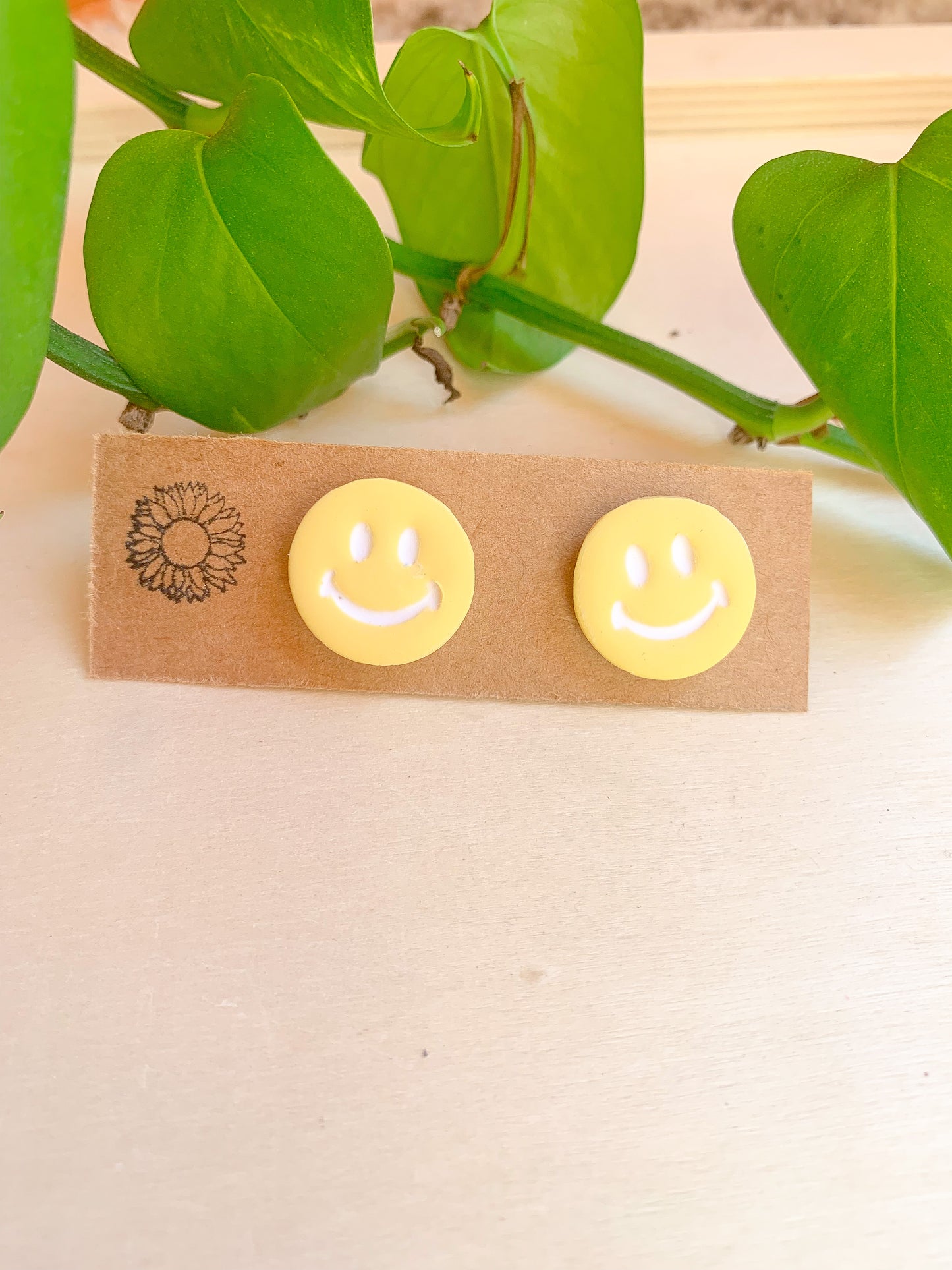 Pastel Yellow Smiley Face Studs